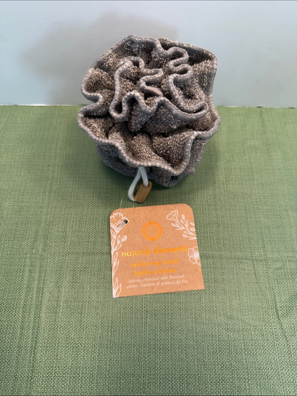 Natural Elements Charcoal Exfoliating Shower Puff - Gray